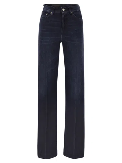 Dondup Amber Five Pocket Wide Leg Jeans In Blue