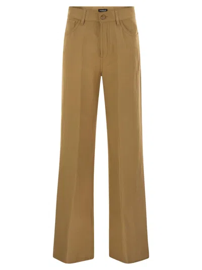Dondup Amber Five Pocket Wide Leg Trousers In Brown