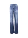 Dondup Amber Wide Leg Vita Alta Denim In Blue