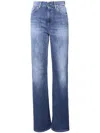Dondup Amber Wide Leg Vita Alta Denim In Blue