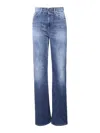 Dondup Amber Wide Leg Vita Alta Denim In Blue