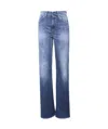 Dondup Amber Wide Leg Vita Alta Denim In Blue
