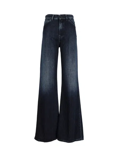 Dondup Logo-patch Wide-leg Jeans In Blue
