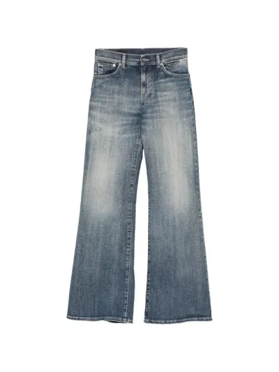 Dondup `amber` Wide Leg 5-pocket Jeans In Blue