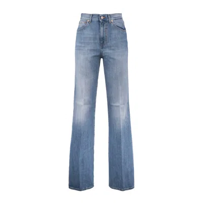 Dondup Amber Wide Leg Jeans In Fixed Denim In Blue