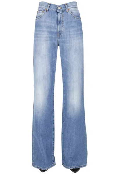 Dondup Amber Wide Leg Jeans In Blue