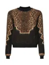 Dondup Leopard-print Geometric-pattern Sweater In Brown