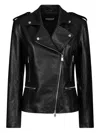 Dondup Asymmetric Zip Leather Jacket In Black