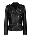 Dondup Asymmetric Zip Leather Jacket In Black