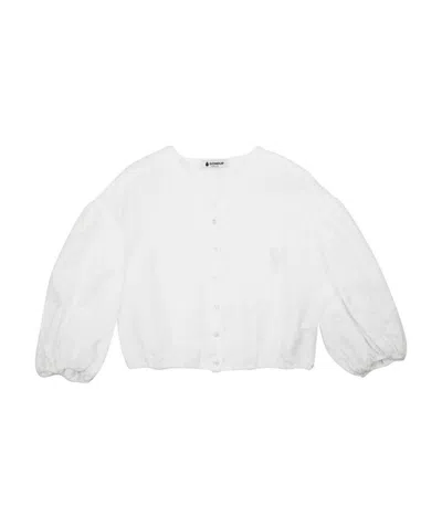 Dondup Bambina Camicia Latte In Puro Cotone In White
