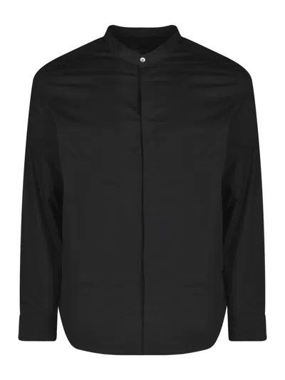 Dondup Band Collar Round Hem Plain Shirt In Black