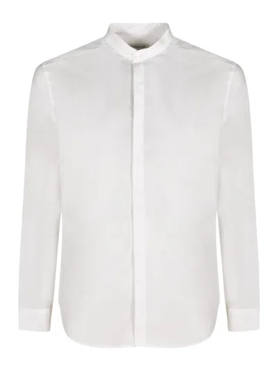 Dondup Band Collar Round Hem Plain Shirt In White