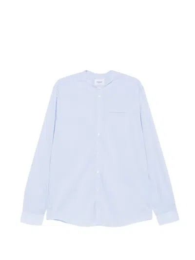 Dondup Band-collar Chest-pocket Shirt In Blue