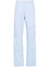 Dondup Bead-embellished Straight Poplin Trousers In Blue