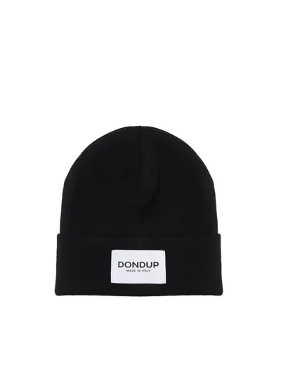 DONDUP BEANIE HAT WITH APPLIED LOGO