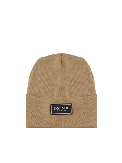 Dondup Beanie Logo In Blended Wool In Beige