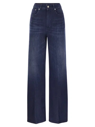 Dondup Beatrix Five Pocket Wide Leg Jeans In Blue