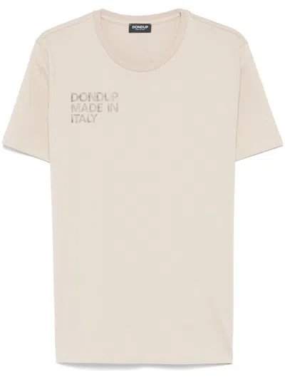 Dondup Beige Crewneck Logo T-shirt In Neutral