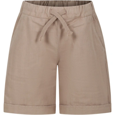 Dondup Kids' Beige Shorts For Boy With Logo In Brown
