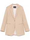 Dondup Beige Single-breasted Linen Blazer
