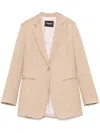 Dondup Beige Single-breasted Linen Blazer In Beige