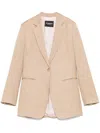 Dondup Beige Single-breasted Linen Blazer In Beige