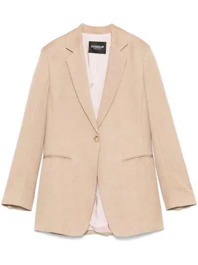 DONDUP BEIGE SINGLE-BREASTED LINEN BLAZER