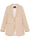 Dondup Beige Single-breasted Linen Blazer In Neutral