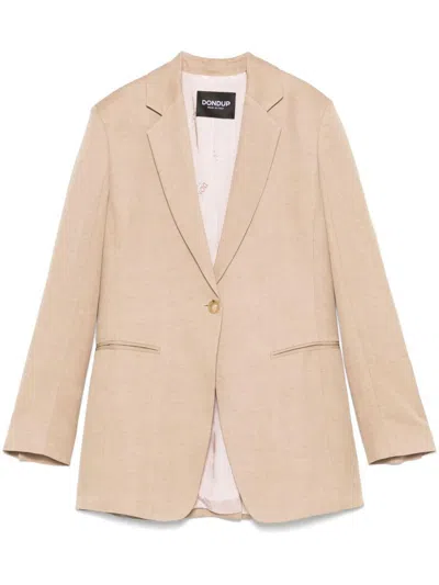 Dondup Beige Single-breasted Linen Blazer In Neutral