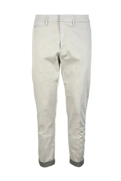 Dondup Beige Slim-fit Cropped Trousers In White