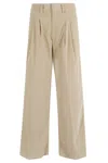 Dondup Beige Wide-leg Chino Pants With Low-rise Waist In Multi