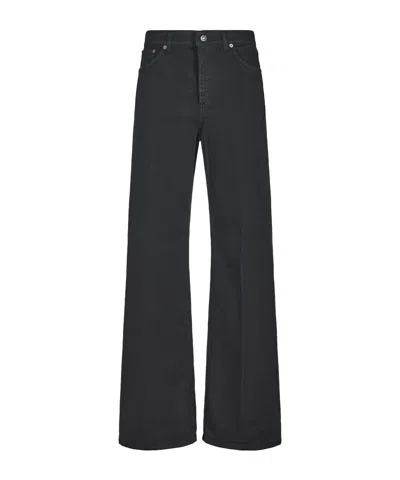 Dondup Wide-leg Trousers With Elevated Waist And Timeless Pocket Design In Black