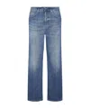 Dondup Wide-leg Trousers With Branded Leather Patch In Blue