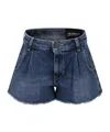 Dondup Logo-patch Frayed Denim Shorts In Blue