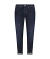 Dondup Rolled Cuffs Five-pocket Trousers With Contrast Stitching In Black