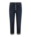 Dondup High-waisted Jeans With Distinctive Button Closure And Rolled Hems In Black
