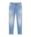 Dondup Straight Cotton Jeans Rolled Cuffs In Blue