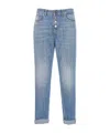 Dondup Straight Cotton Jeans Rolled Cuffs In Blue