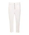 Dondup Cropped Cotton-blend Denim Jeans With Button Detailing In White