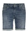 Dondup Belt Ring Denim Short Style In Blue