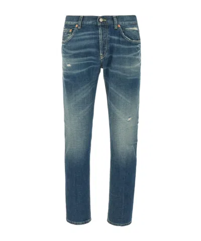 Dondup Belt Ring Denim Trousers In Blue