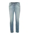 Dondup Belt Ring Denim Trousers In Gray