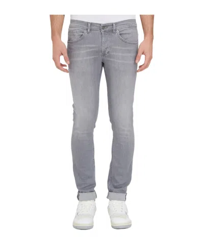 Dondup Belt Ring Denim Trousers In Gray