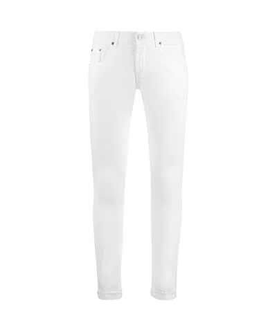 Dondup Belt Ring Denim Trousers In White