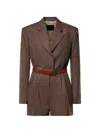 Dondup Belted Check-pattern Jumpsuit In Brown