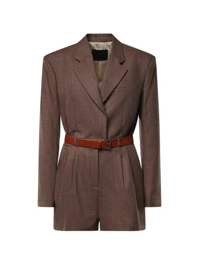 Dondup Belted Check-pattern Jumpsuit In Brown