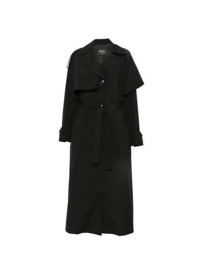 Dondup Belted Ring-detail Trench Coat In Black