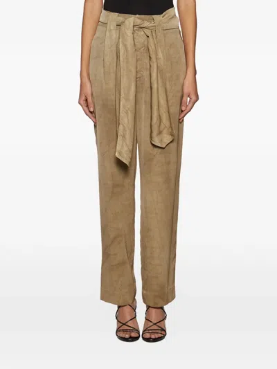 Dondup Lace Up Straight Casual Pants In Brown