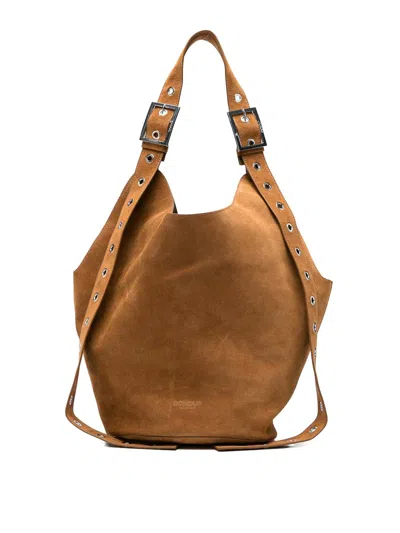 Dondup Big Hobo Shoulder Bag In Brown Suede