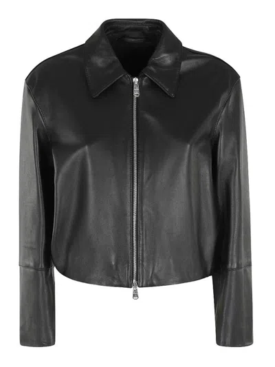 DONDUP BIKER JACKET IN BLACK LAMB LEATHER